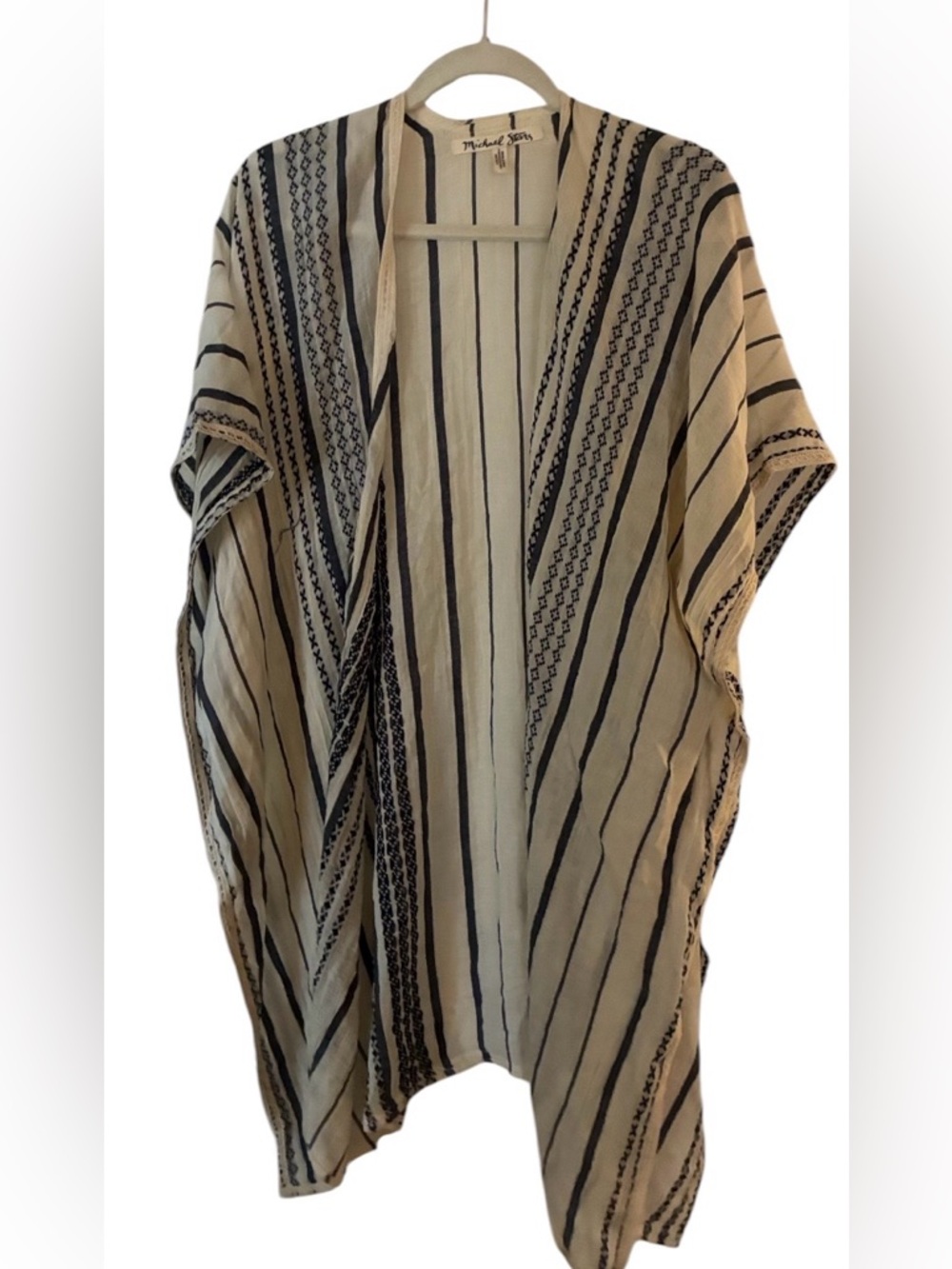 Anthropologie Michael Stars‎ Striped Open Front Kimono - Navy & Cream
